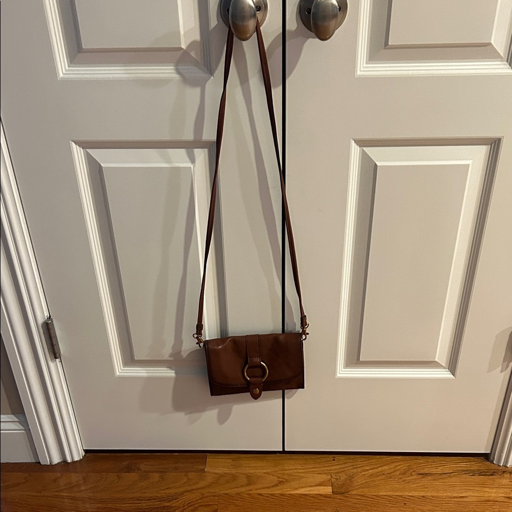 FRYE ring leather crossbody in cognac